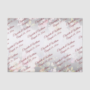 Watercolor Pink Yellow Roses,black blurred,Wedding Tissue Paper