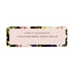 Watercolor Pink & Yellow Roses on Black, Birthday