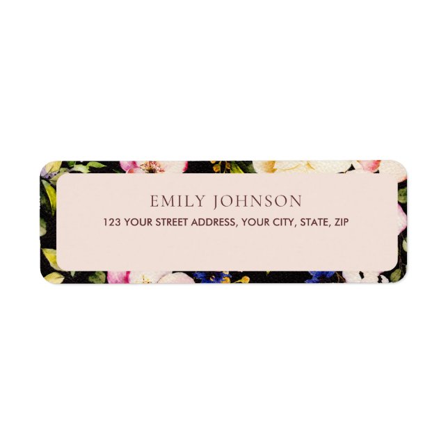 Watercolor Pink & Yellow Roses on Black, Birthday (Front)