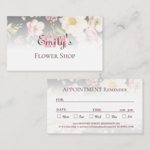 Watercolor Pink Yellow Roses on black, Monogram Appointment Card