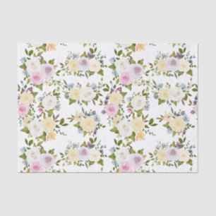 Watercolor Pink Yellow White Roses Baby Shower     Tissue Paper