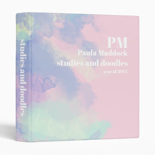 Watercolor Pinkish Abstract Monogram Name 3 Ring Binder