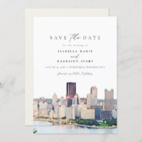 Watercolor Pittsburgh Pennsylvania Save the Date