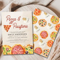Watercolor Pizza & Pacifiers Baby Shower