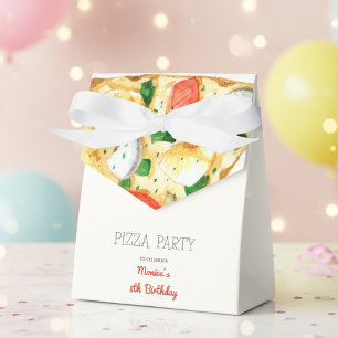 Watercolor pizza party birthday favor box