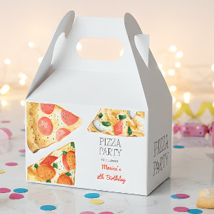 Watercolor pizza party birthday favor box
