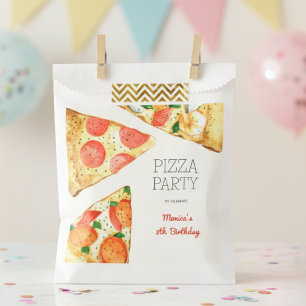 Watercolor pizza party birthday favour bag