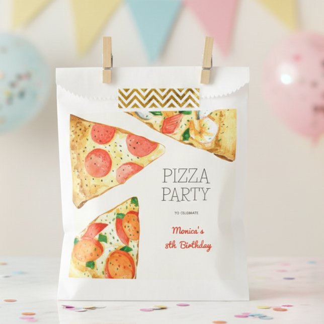 Watercolor pizza party birthday favour bag (Creator Uploaded)