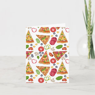 Watercolor Pizza Slices Pattern Card