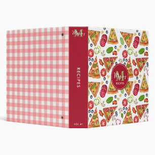 Watercolor Pizza Slices Pattern Italian Recipe Binder