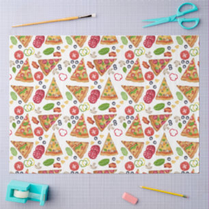 Watercolor Pizza Slices Pattern Tissue Paper