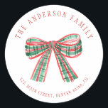 Watercolor plaid bow return address label<br><div class="desc">Return address label featuring a gorgeous watercolor plaid bow.</div>