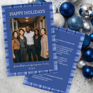 Watercolor Plaid Handmade Custom Photo Business  Foil Holiday Card