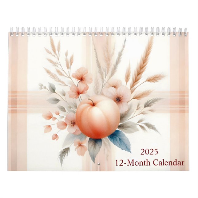 Watercolor Plaid Patterns and Flowers 2025 Calendar (Cover)