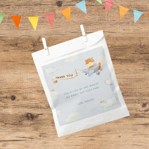 Watercolor Plane Cute Fox Birthday Party Favour Bag