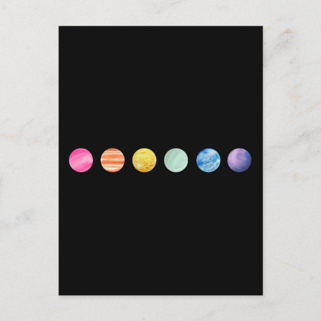 Watercolor Planet- Rainbow  Postcard (Front)