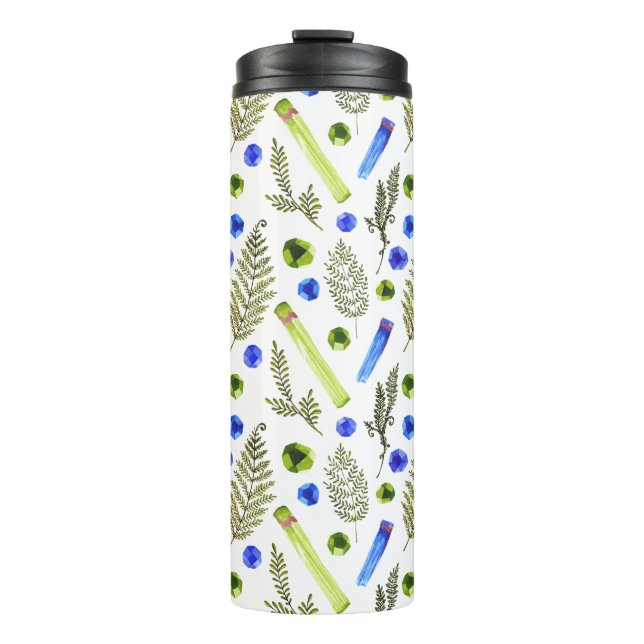 Watercolor Plant Crystal Stone Thermal Tumbler (Front)