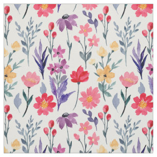 Watercolor plants and flowers fabric
