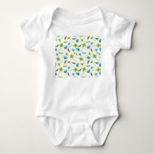 Watercolor Plants: Floral Seamless Pattern. Baby Bodysuit