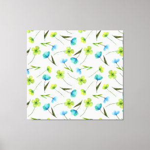 Watercolor Plants: Floral Seamless Pattern. Canvas Print