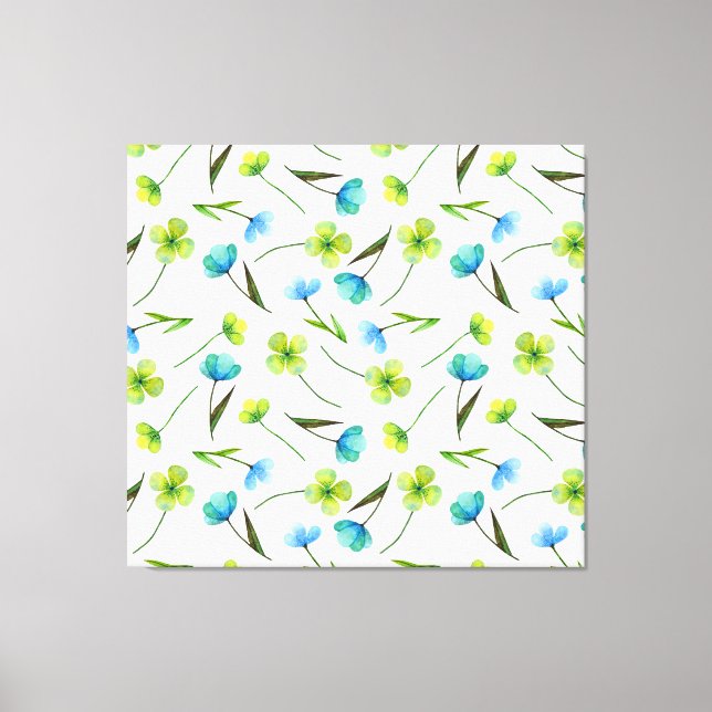 Watercolor Plants: Floral Seamless Pattern. Canvas Print (Front)