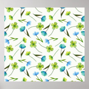 Watercolor Plants: Floral Seamless Pattern. Poster