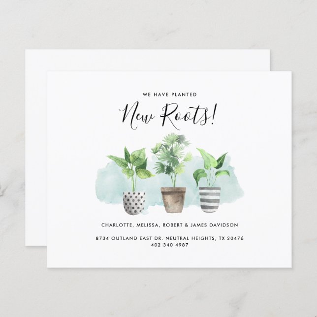 Watercolor Plants New Roots Moving Announcement (Front/Back)