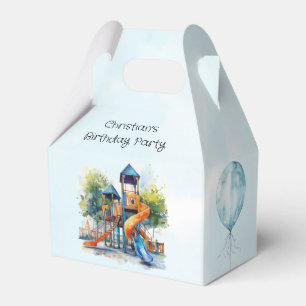 Watercolor Playground Park Kid's Birthday Party Favor Box
