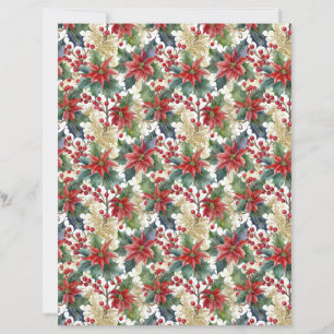 Watercolor poinsettia and holly Christmas craft