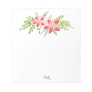 Watercolor Poinsettia Centerpiece Notepad