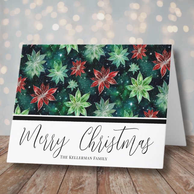 Watercolor Poinsettia Christmas Holiday Card (Beautiful Watercolor Poinsettia Christmas Holiday Card)