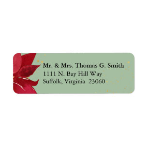 Watercolor Poinsettia Christmas Return Address