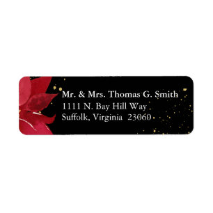 Watercolor Poinsettia Christmas Return Address Lab