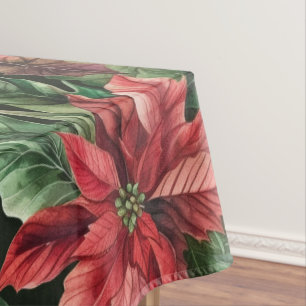  Watercolor Poinsettia flower Christmas  Tablecloth