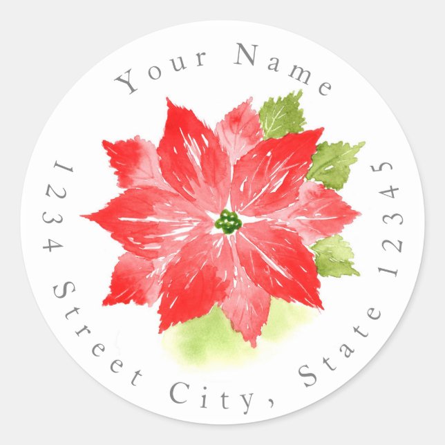 Watercolor Poinsettia Labels (Front)
