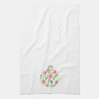 Watercolor Poinsettia Ornament Kitchen Towel