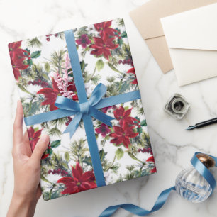 Watercolor Poinsettia Pattern  Wrapping Paper