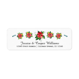 Watercolor Poinsettia - Return Address Label