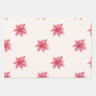 Watercolor Poinsettia Wrapping Paper Set