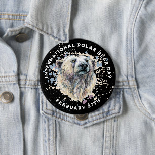 Watercolor Polar Bear 4 Inch Round Button