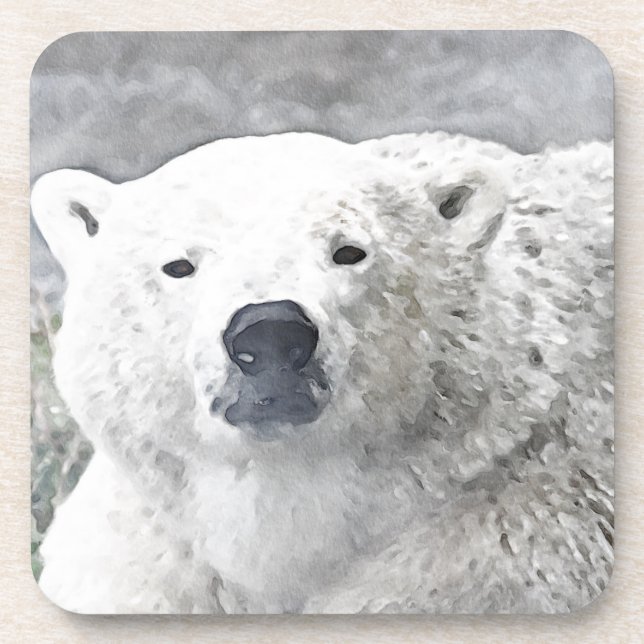 Watercolor Polar Bear Coaster (Front)