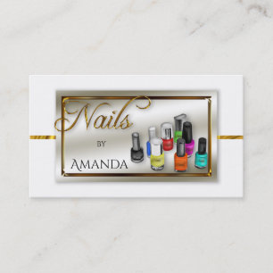 Watercolor Polish Nail Salon   Stylist Faux Gold Business Card