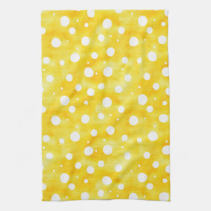Watercolor Polka Dot - Earthy Yellow and White (2) Kitchen Towel