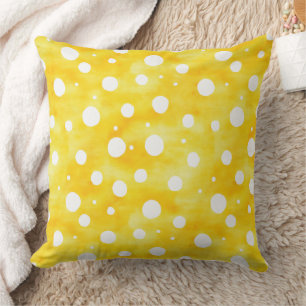 Watercolor Polka Dot - Earthy Yellow and White (2) Throw Pillow