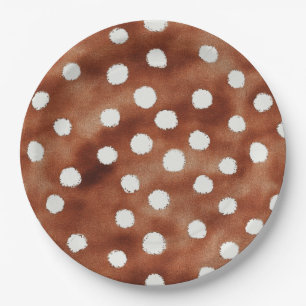 Watercolor Polka Dot in Coffee Brown and White Paper Plate
