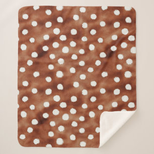 Watercolor Polka Dot in Coffee Brown and White Sherpa Blanket