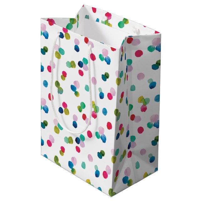 Watercolor Polka Dot Poms  Medium Gift Bag (Back Angled)