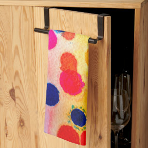 Watercolor polka dots cute circles kitchen towel