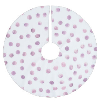 Watercolor polka dots, pink geometric background. brushed polyester tree skirt