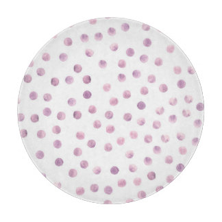 Watercolor polka dots, pink geometric background. cutting board